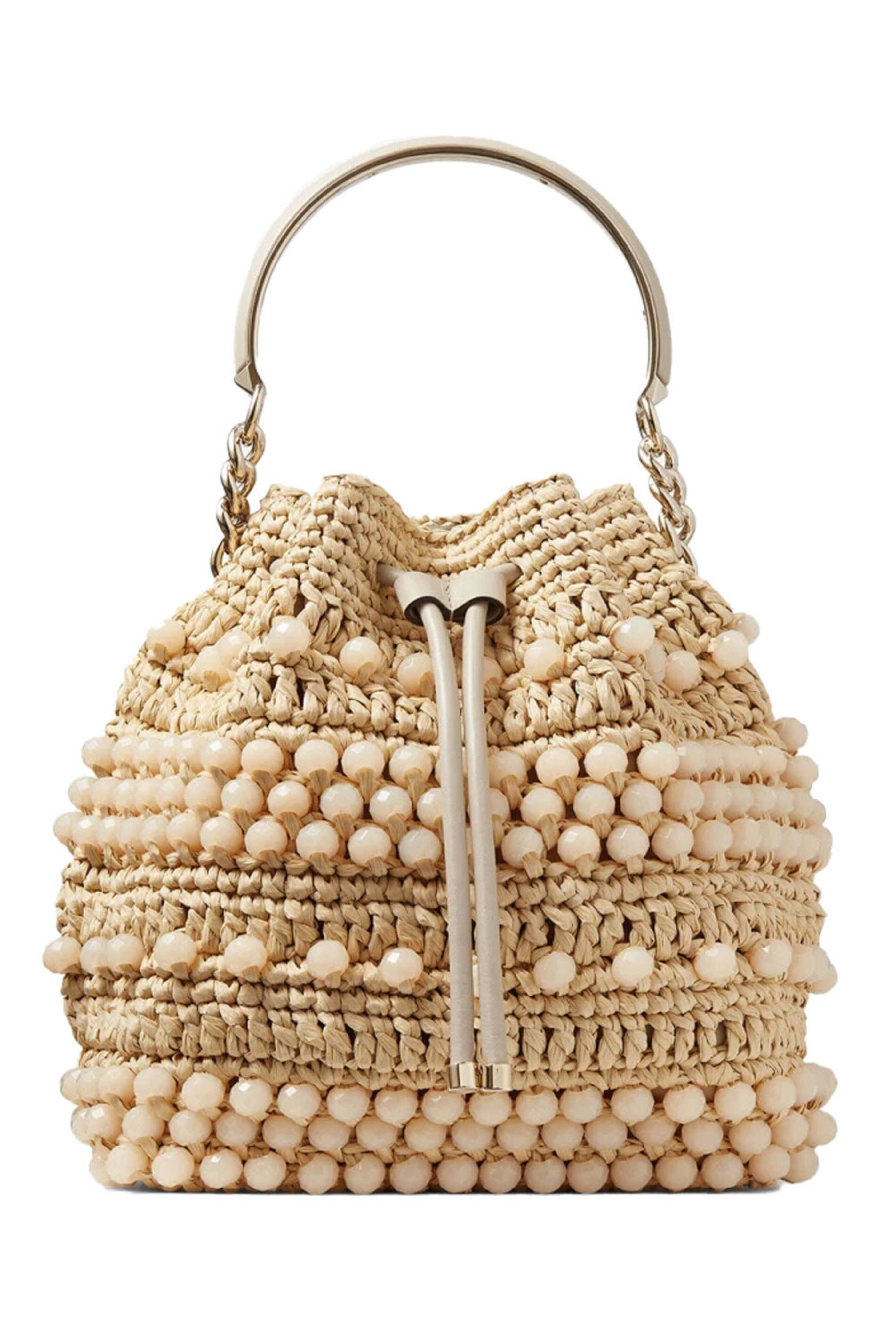 ハンドバッグ Jimmy Choo 'Bon Bon' bucket bag Bon Bon | Black Satin Bucket Bag with Metal Flowers | JIMMY CHOO