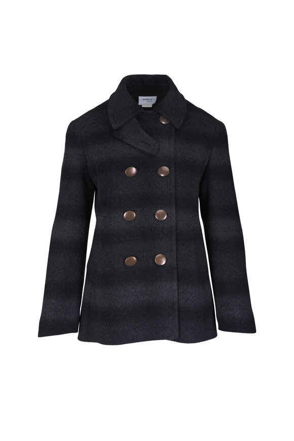 Akris Punto Charcoal Gray Blurred Check Peacoat