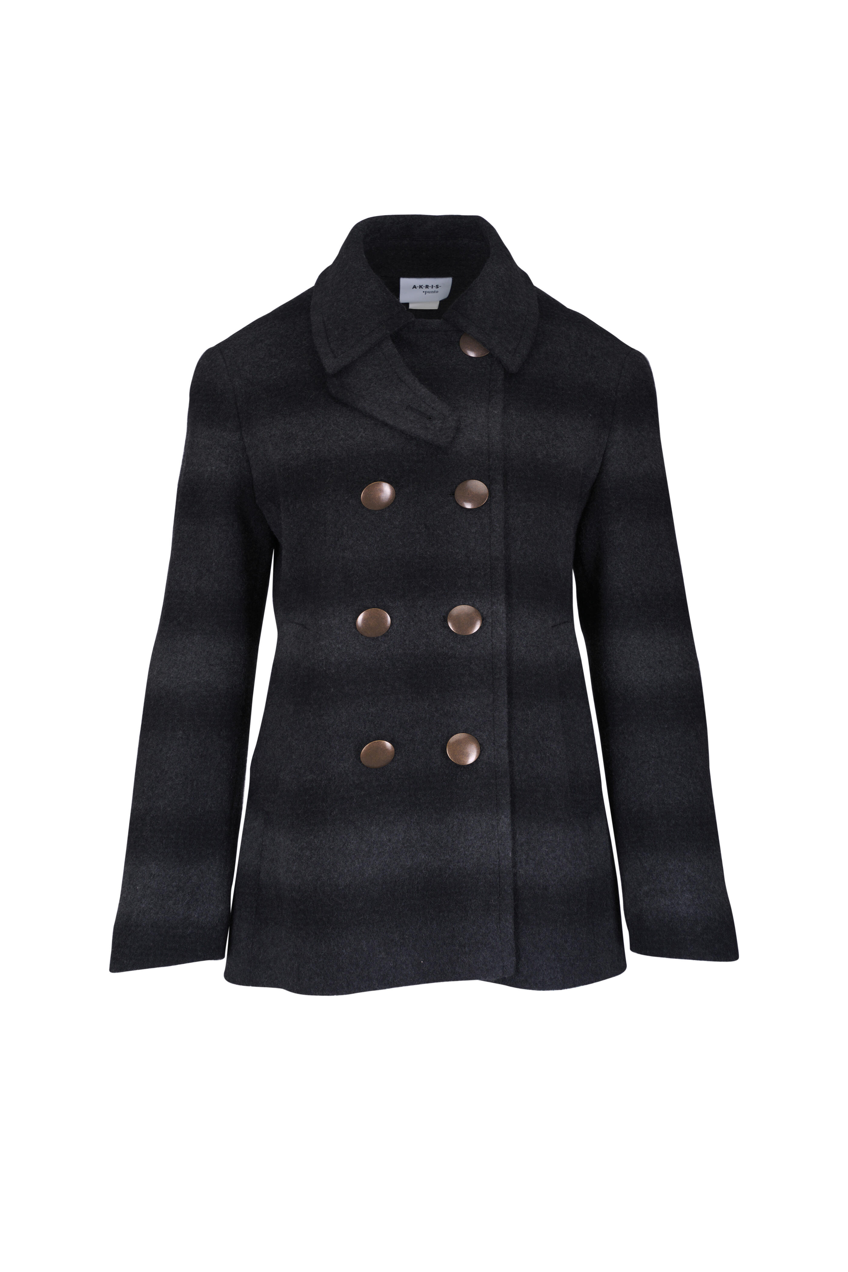Akris Punto - Charcoal Gray Blurred Check Peacoat