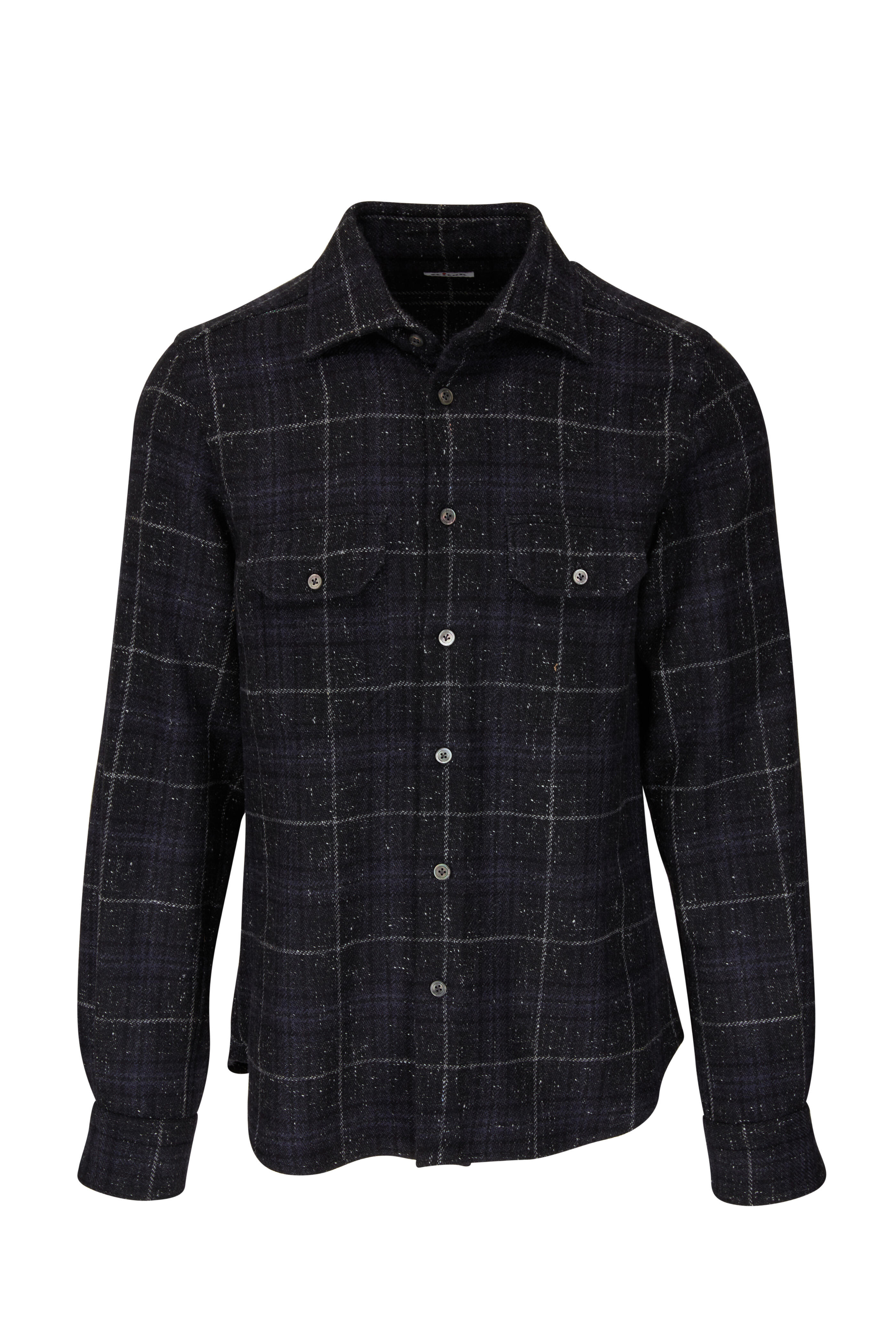 Kiton - Charcoal Gray Large Check Overshirt