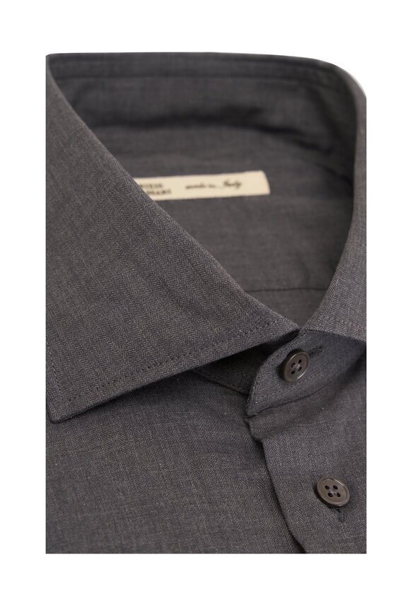 Maurizio Baldassari - Charcoal Gray Herringbone Sport Shirt