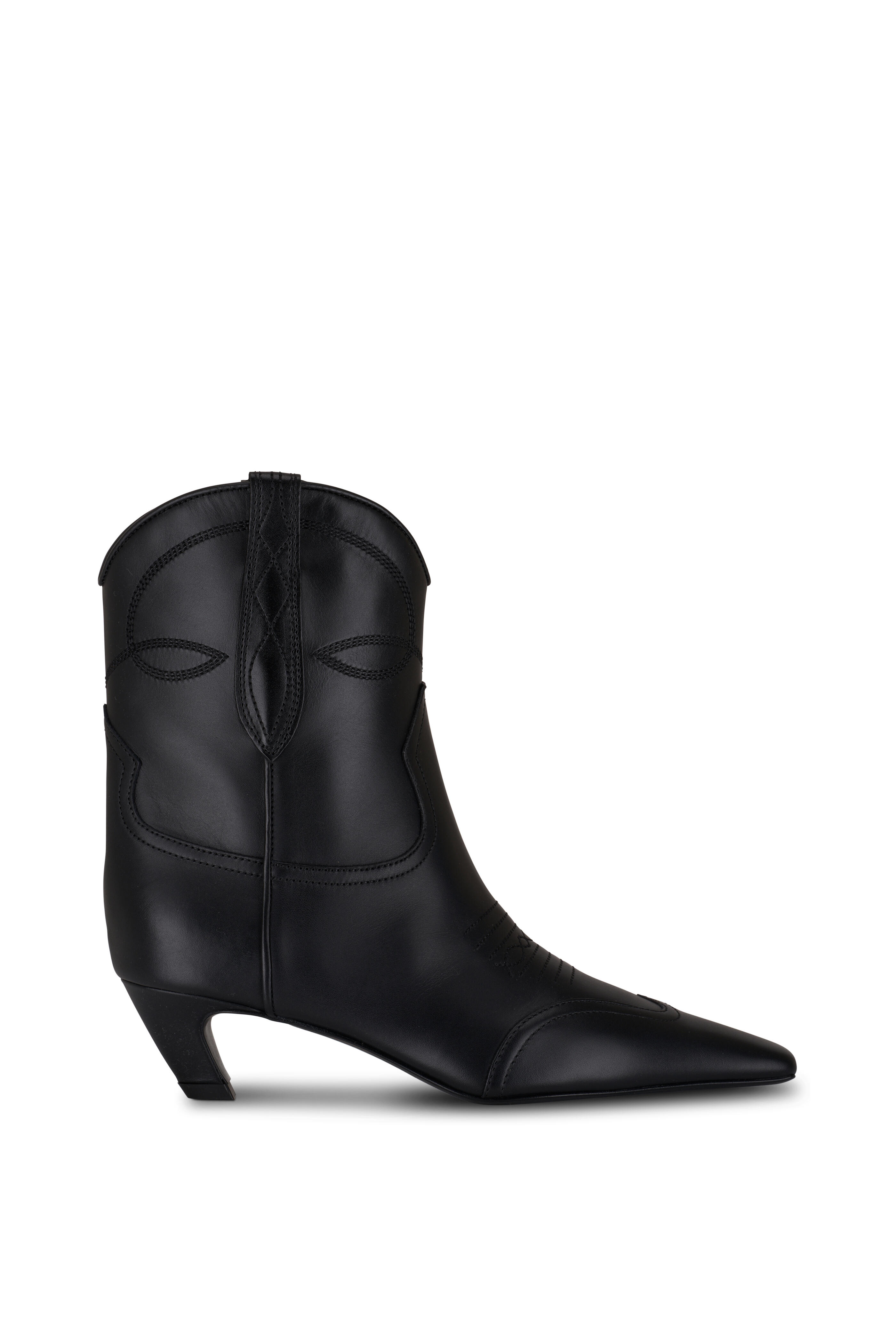 Khaite - Dallas Black Leather Short Boot, 50mm