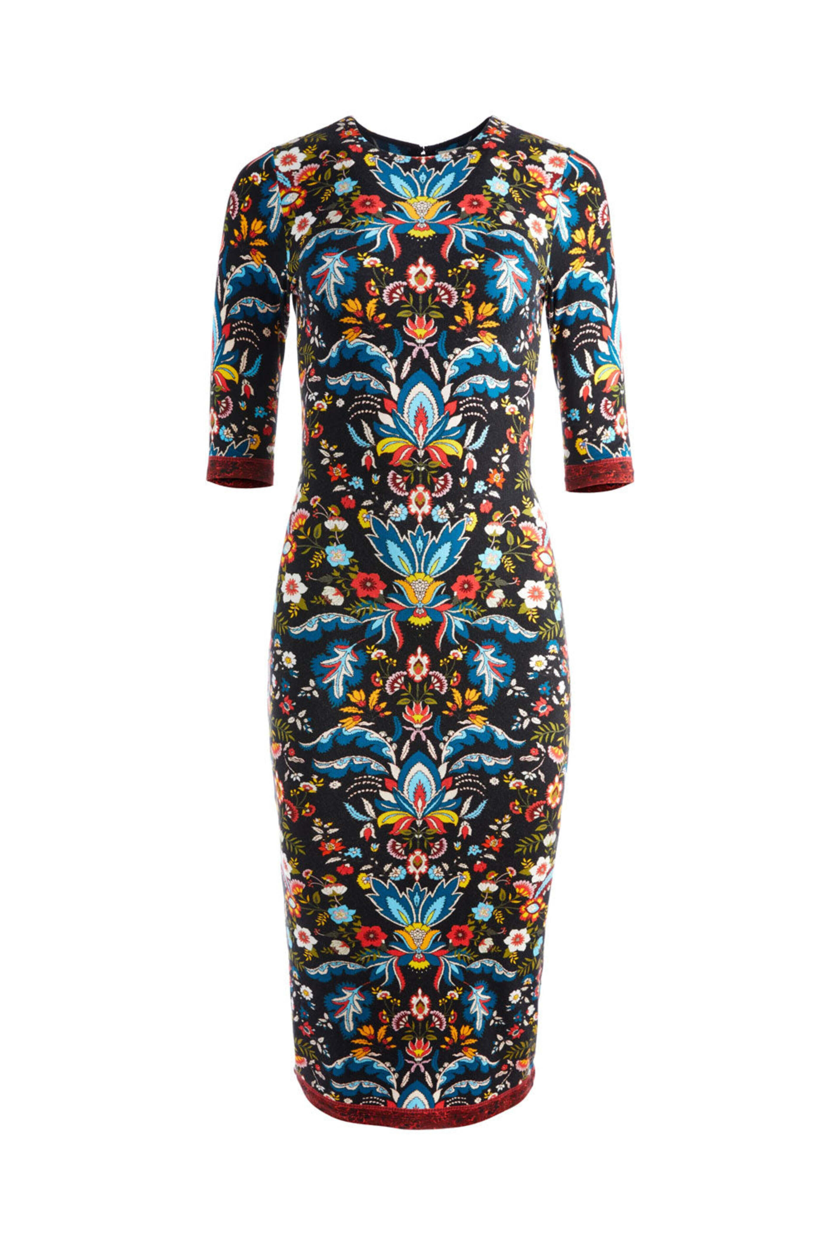 Alice & Olivia - Santa Monica Delora Crew Neck Midi Dress