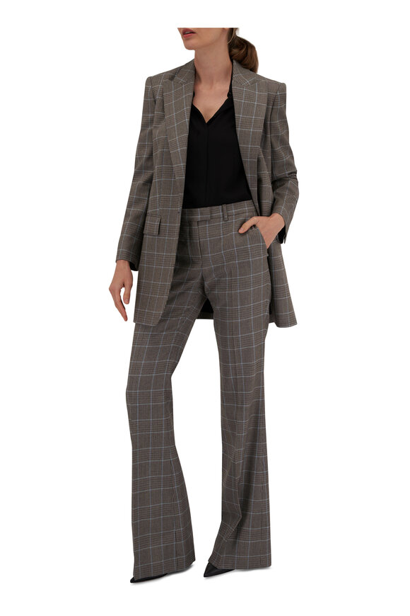 Michael Kors Collection - Haylee Brown & Blue Plaid Flare Pant