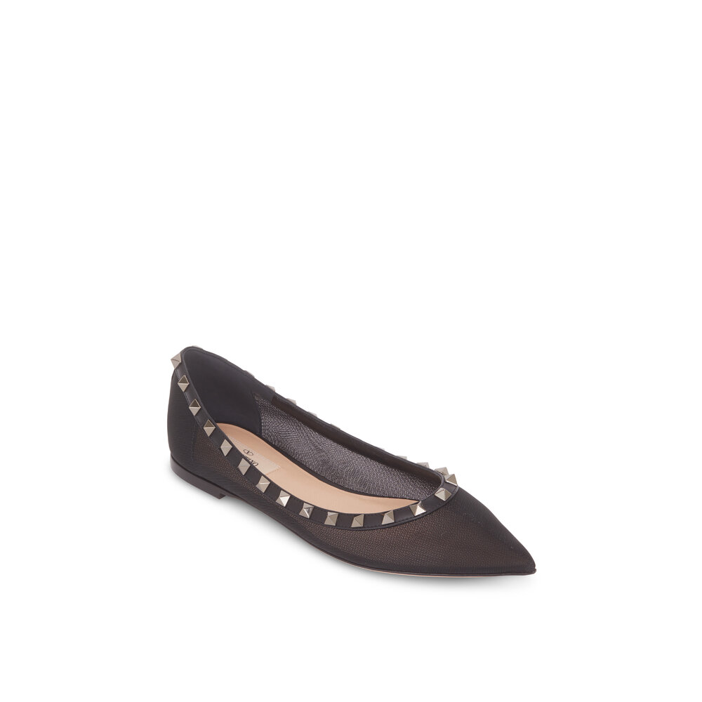 Valentino Garavani - Rockstud Black Mesh Ballet Flat