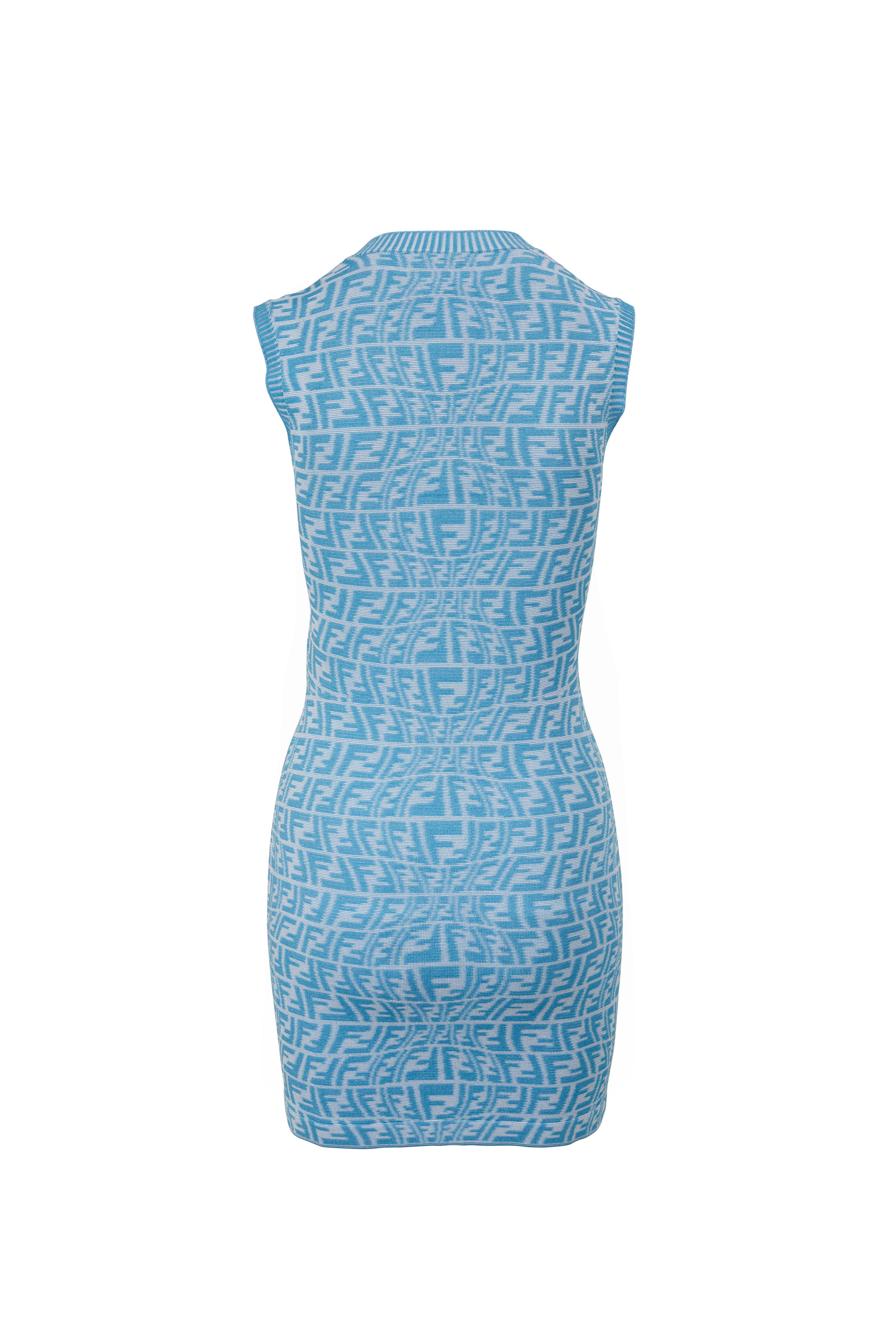 Fendi Light Blue FF Fisheye Eco Viscose Dress Mitchell Stores