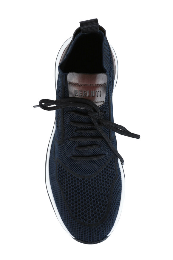 Berluti - Shadow Navy Knit & Leather Sneaker