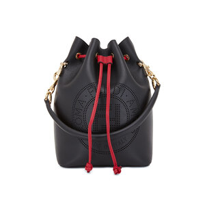 Fendi - Mon Tresor Black Perforated Logo Grande Bucket Bag