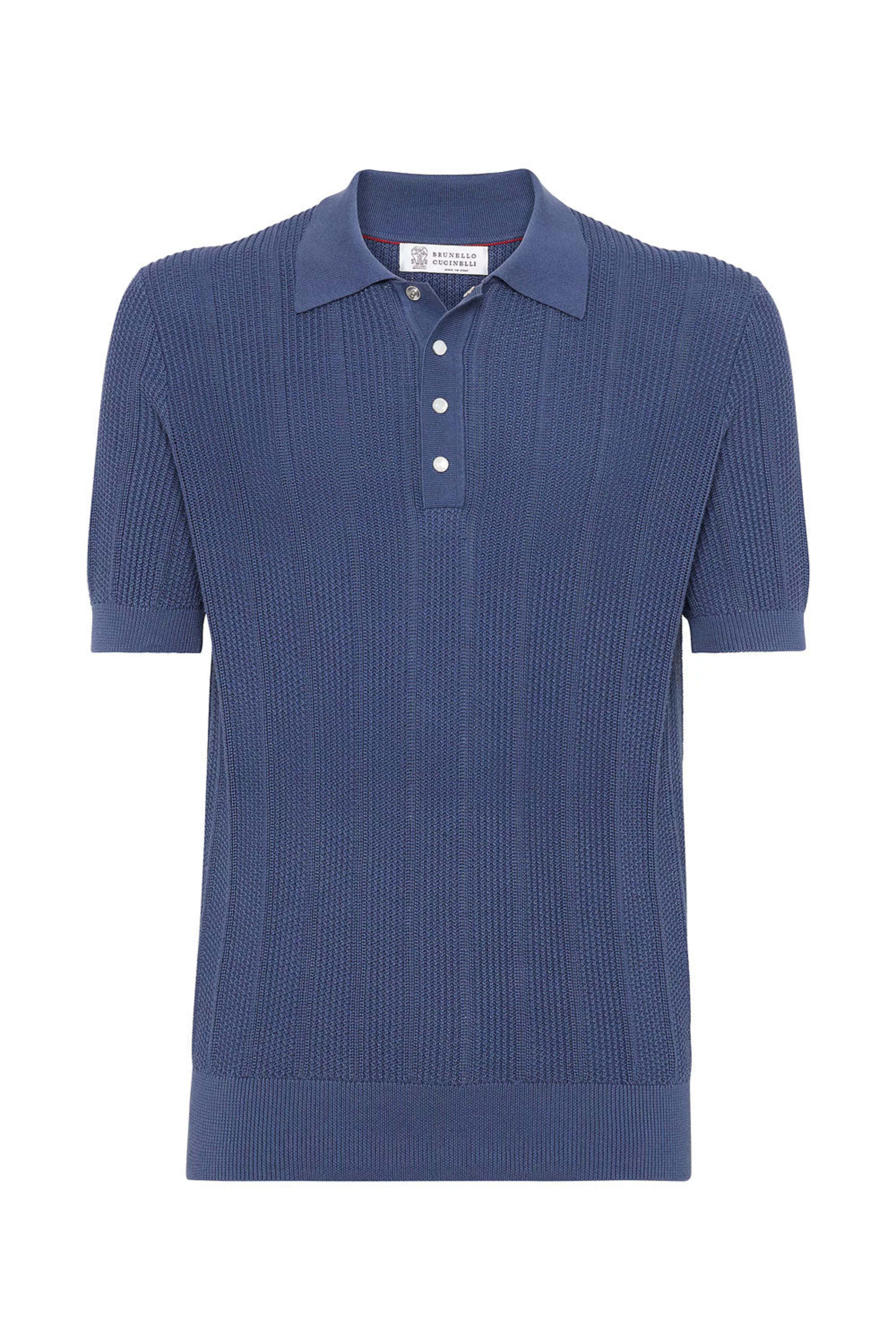 Brunello Cucinelli - Ocean Blue Knit Polo | Mitchell Stores