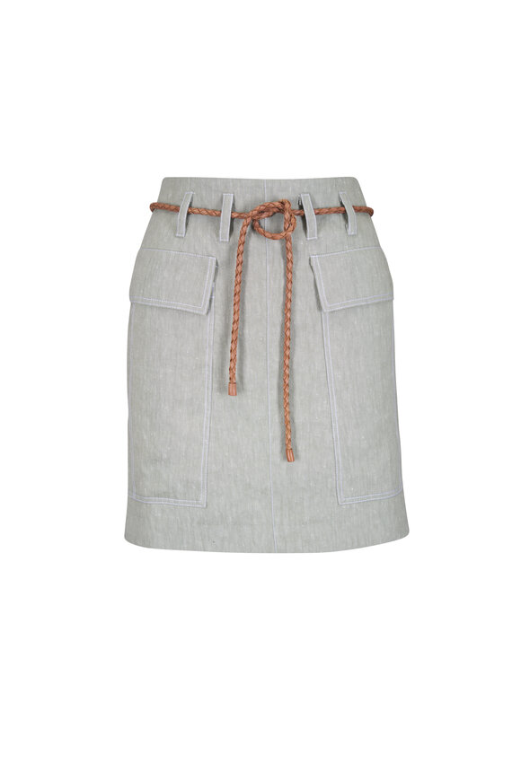 Odeeh Safari Structured Cotton & Linen Mini Skirt - view 1