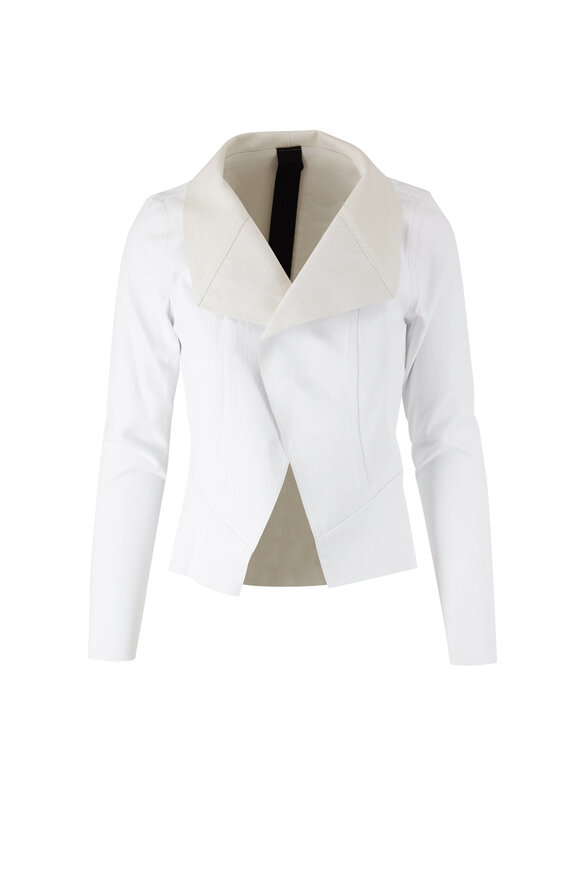 KZ_K Studio - Off White Draped Leather Jacket