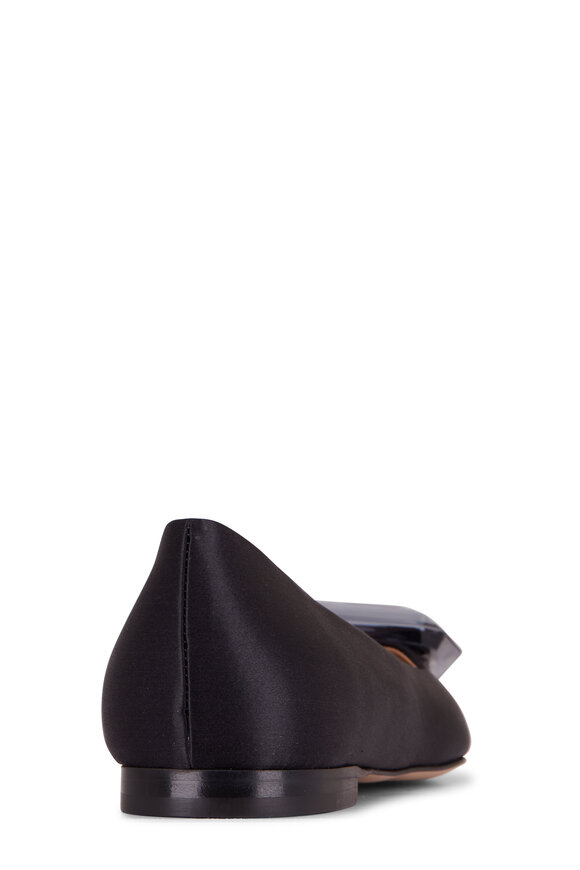 Gianvito Rossi - Jaipur Black Satin Jewel Flat