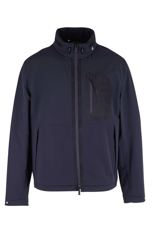Zegna - Navy Blue Suede Trim Jacket