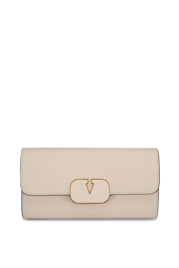 Valentino Garavani - Ivory VLogo Grain Calfskin Chain Wallet 