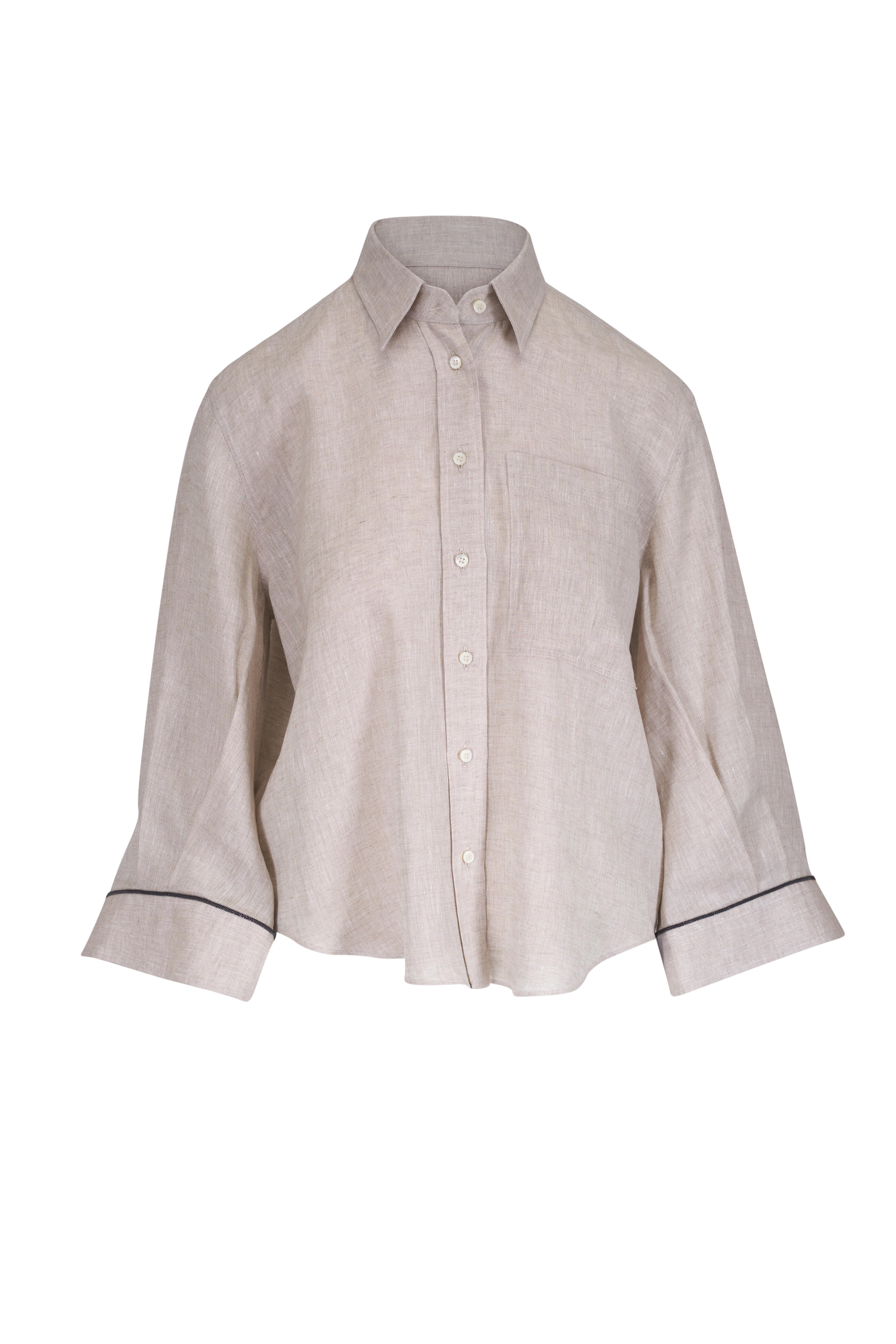 Brunello Cucinelli - Jute Linen Monili Trim Blouse