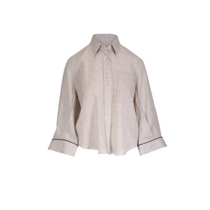 【BRUNELLO CUCINELLI 】Monile シアートップス Brunello Cucinelli // Brown Monilli Sheer Plaid Shirt – VSP