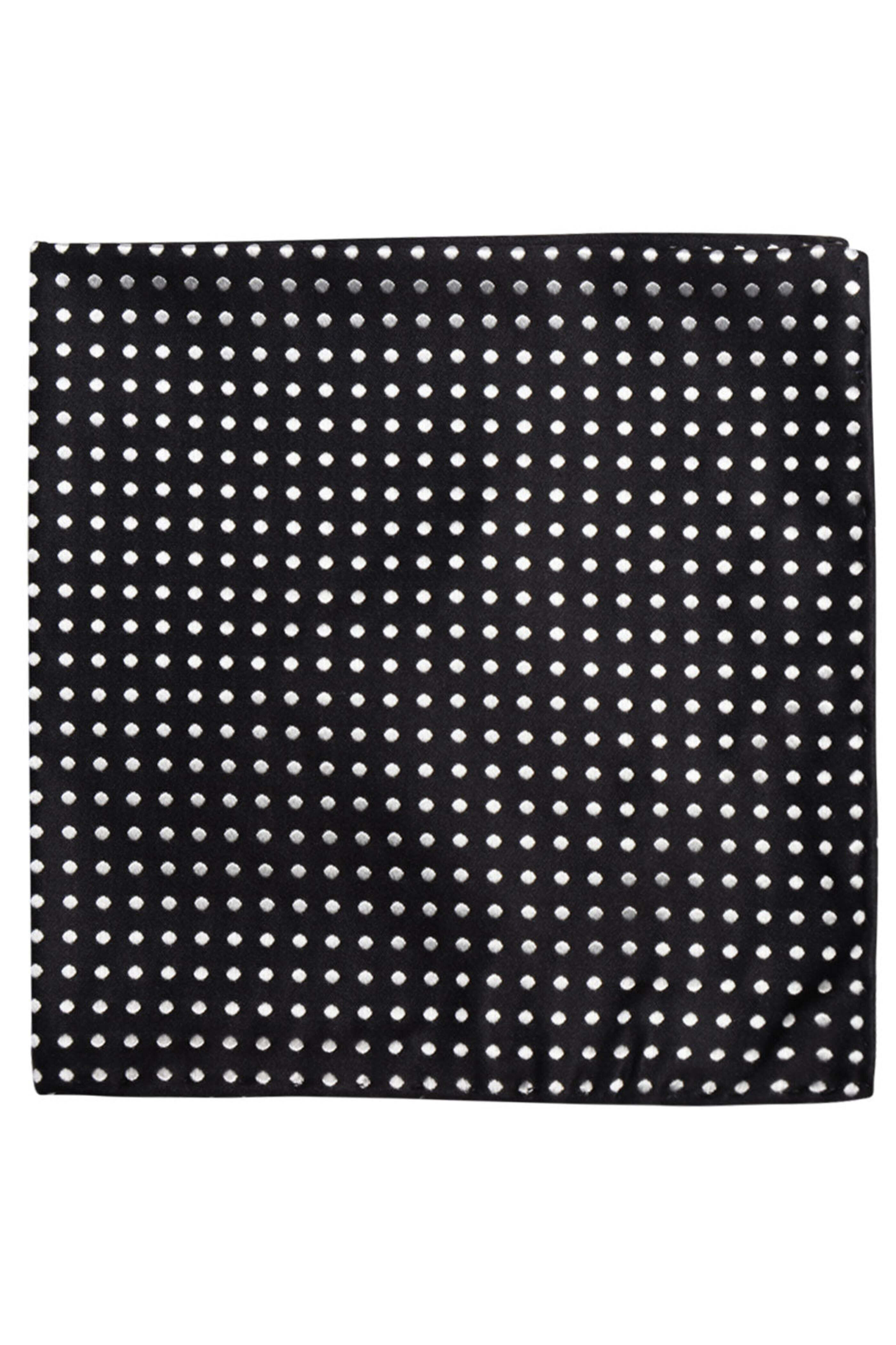 Italo Ferretti - Black and White Dotted Silk Pocket Square