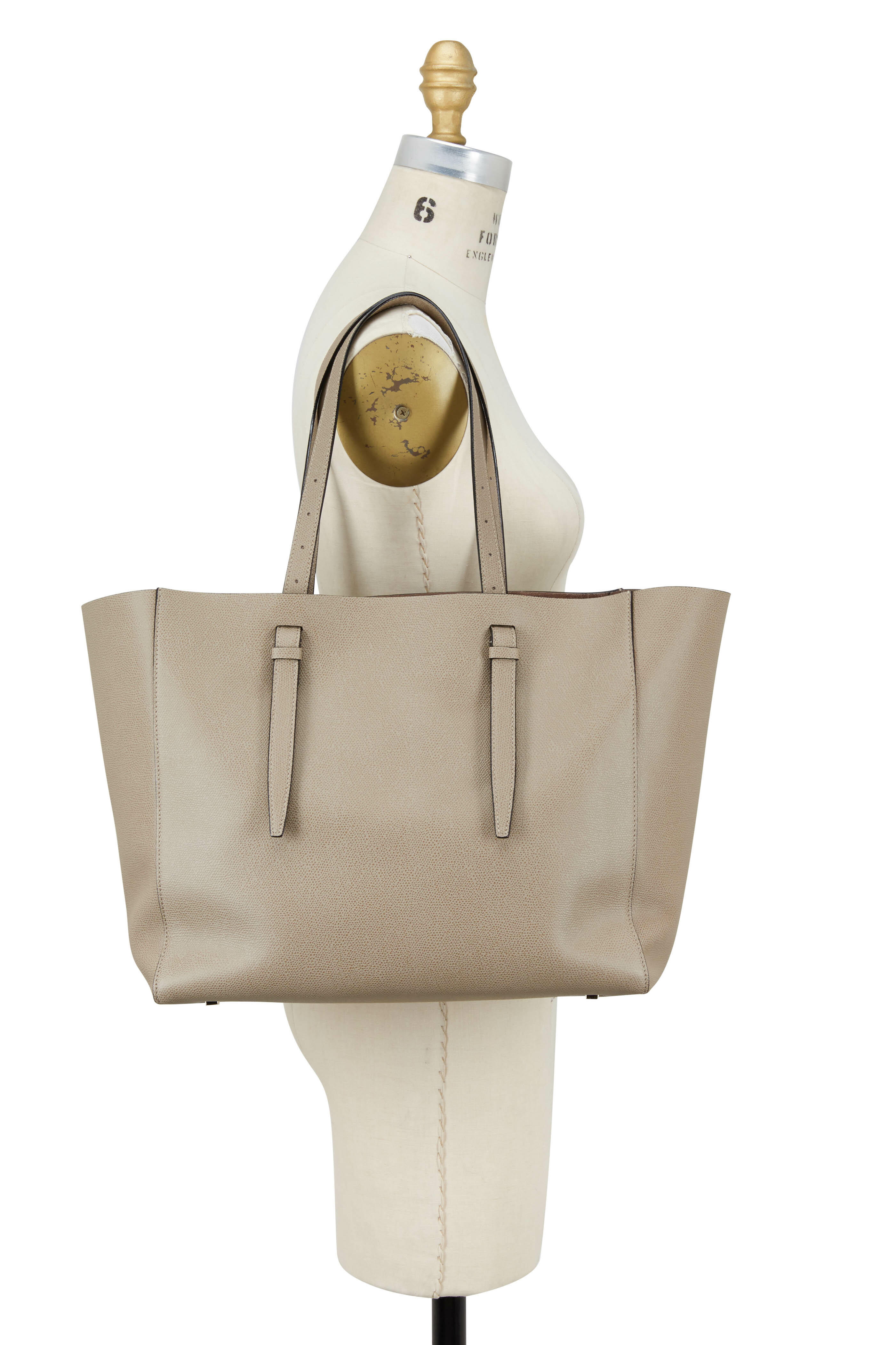 Valextra - Oyster Grained Leather Soft Large Media Tote
