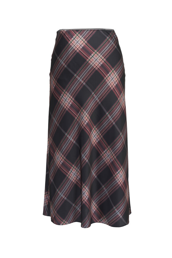 Vince - Vintage Petal Plaid Shaped Hem Slip Skirt