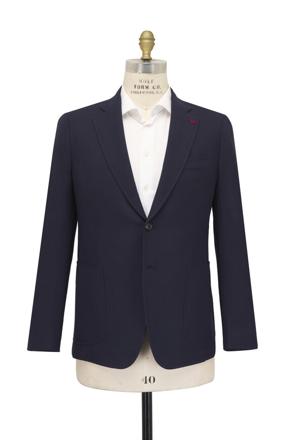 Isaia Capri Navy Wool Hopsack Sportcoat - view 2