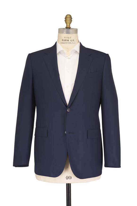 Zegna Navy Blue Tonal Plaid Wool Suit - view 2