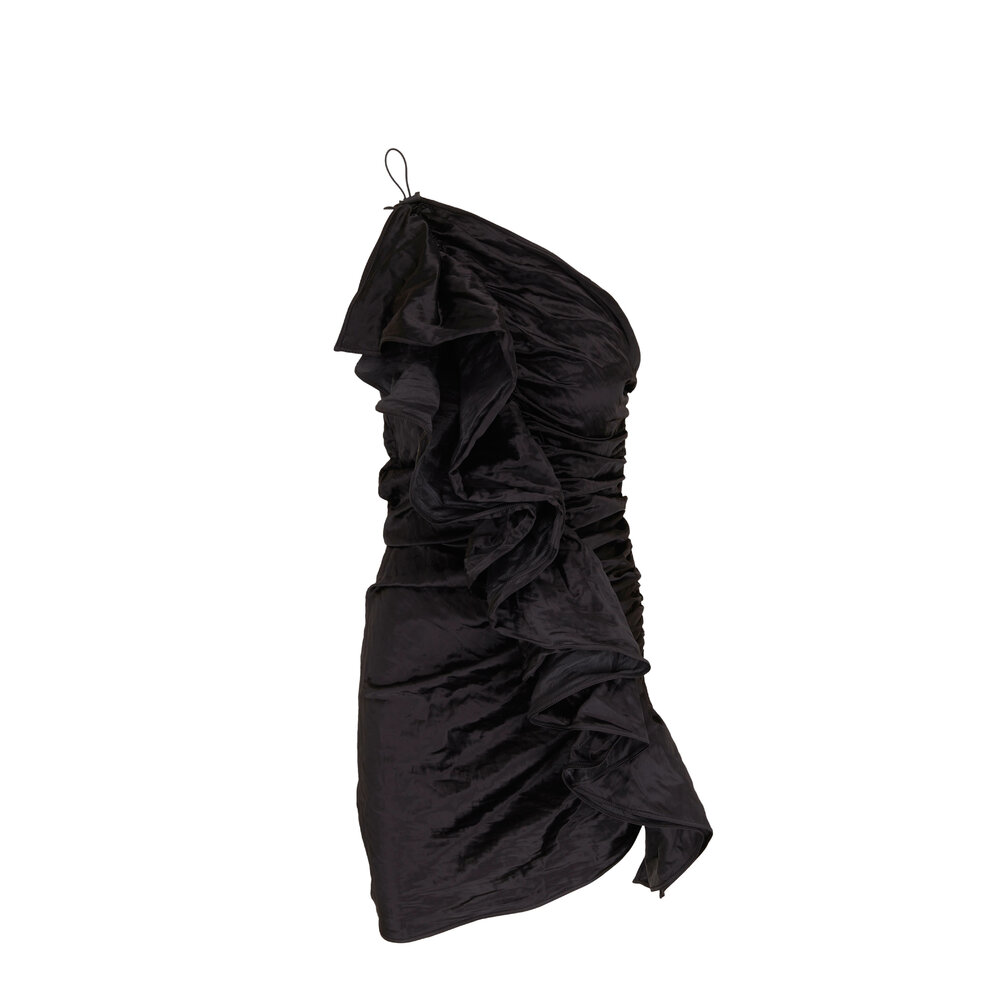 【SALE】BOTTEGAVENETA コットン フレアワンピース 黒 Bottega Veneta - Black High Shine Satin Dress | Mitchell Stores