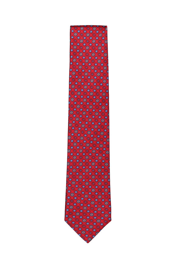 Geoff Nicholson Red Medallion Silk Necktie