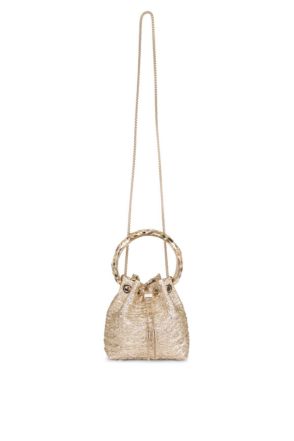 Jimmy Choo Bon Bon Gold Textured Lurex Top Handle Bag - view 1