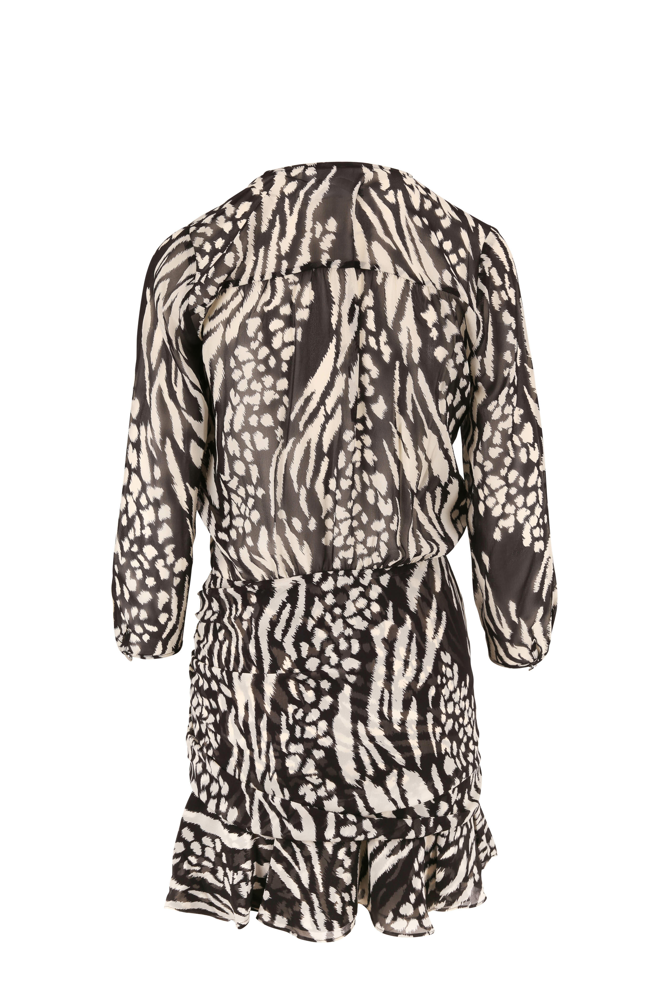 Veronica Beard - Kiran Black & Bone Printed Mini Dress