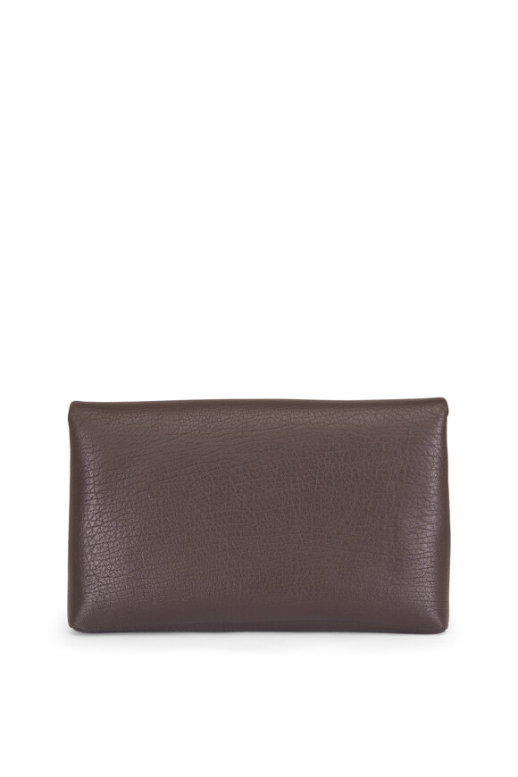 Saint Laurent Large Cassandre Chocolate Leather Envelope Pouch - view 2
