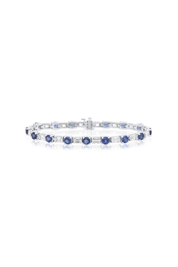 Diana M Jewels 18k White Gold Diamond Sapphire Eternity Bracelet - view 1