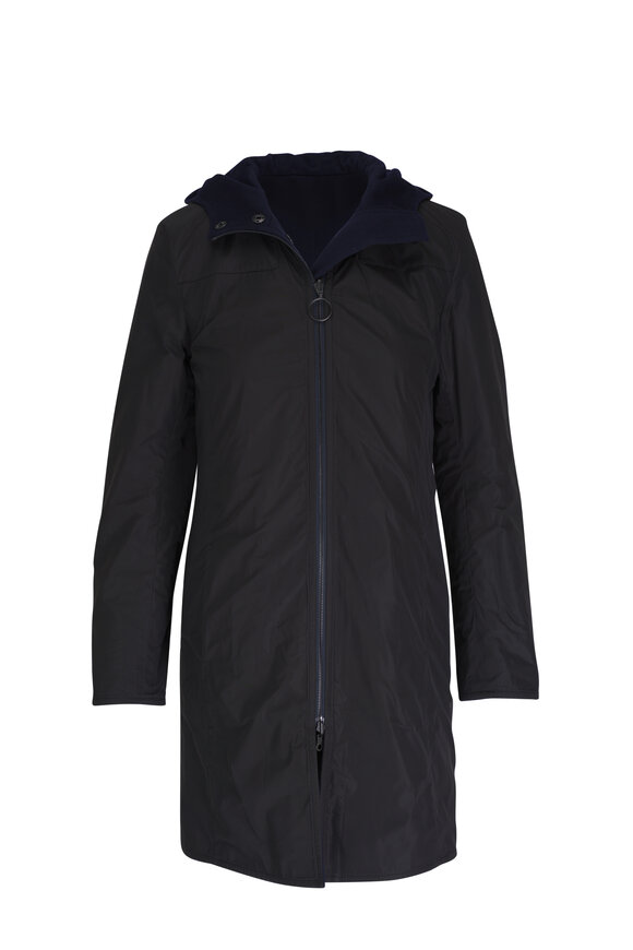 Akris Punto - Navy Wool Hooded Coat