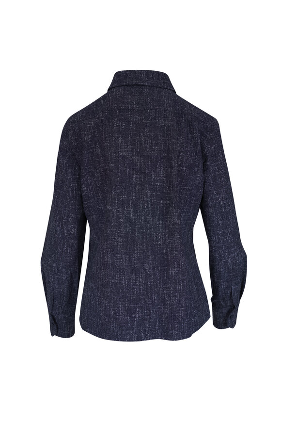 Akris Blue Textured Button Up Blouse - view 3