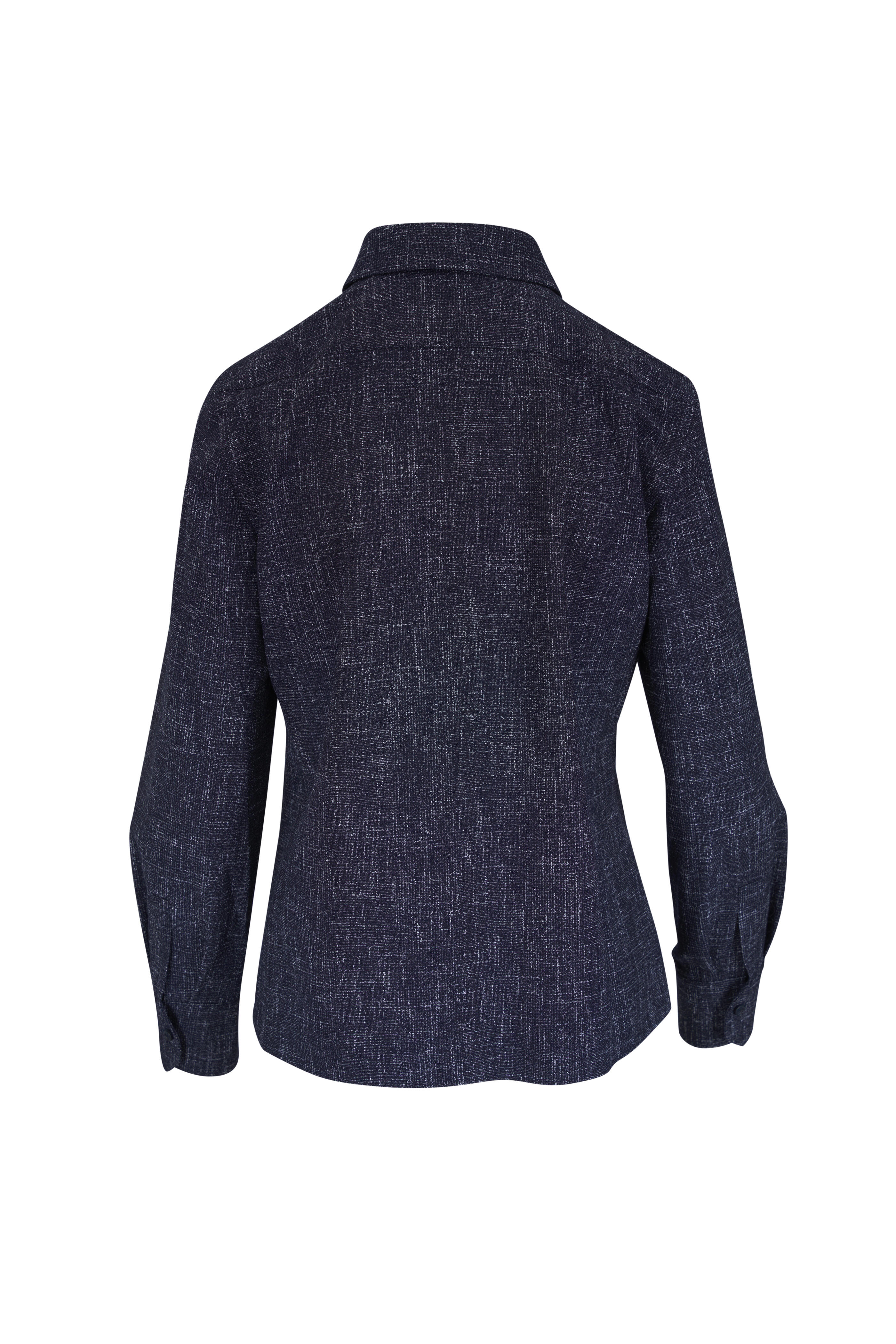 Akris - Blue Textured Button Up Blouse - view 4