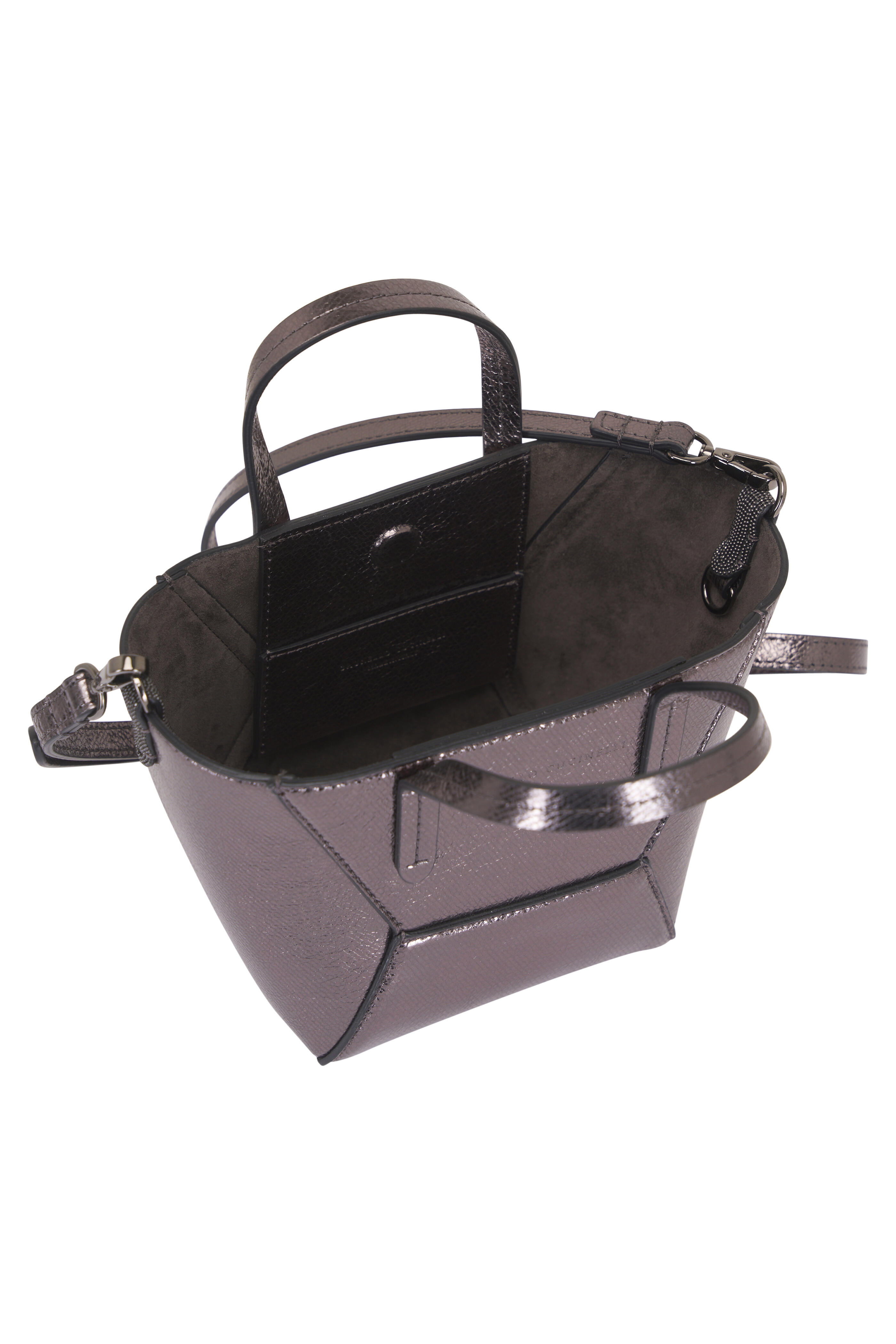 Brunello Cucinelli - Mini Duo Metallic Anthracite Shopper Tote