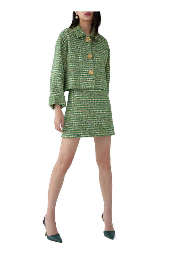 Carolina Herrera Green Multicolor Tweed Mini Skirt - view 4