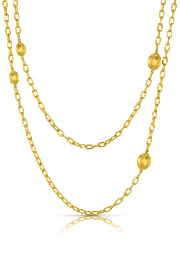 Leigh Maxwell 18k Yellow Gold Wave Bead Chain Necklace