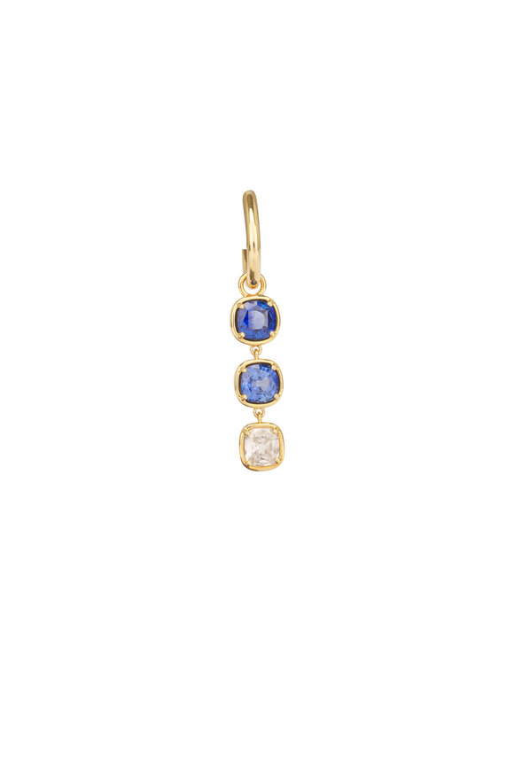 Sutra 18k Yellow Gold Sapphire & Diamond Drop Earring - view 2
