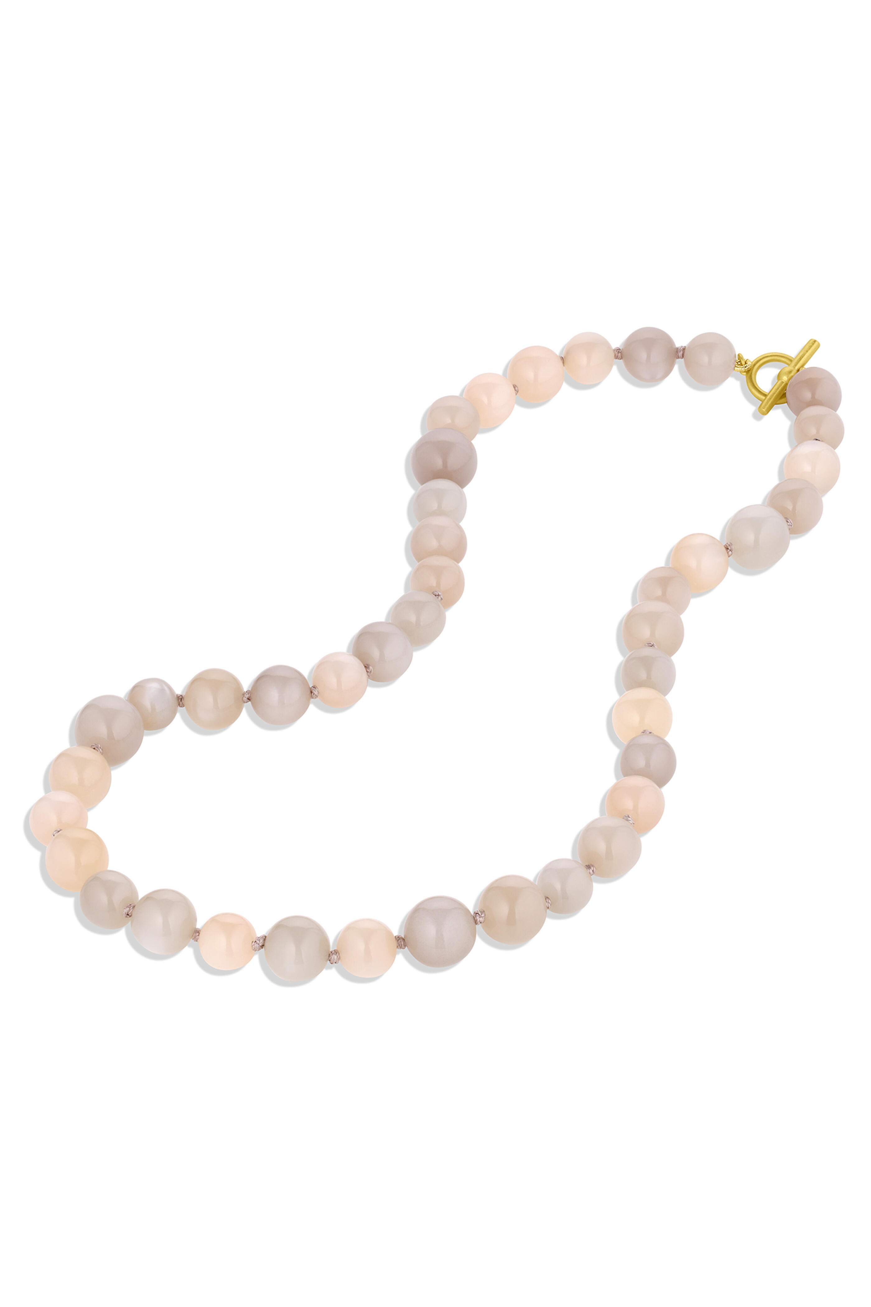 Leigh Maxwell - 18k Gold Grey & Peach Moonstone Beaded Necklace - view 2