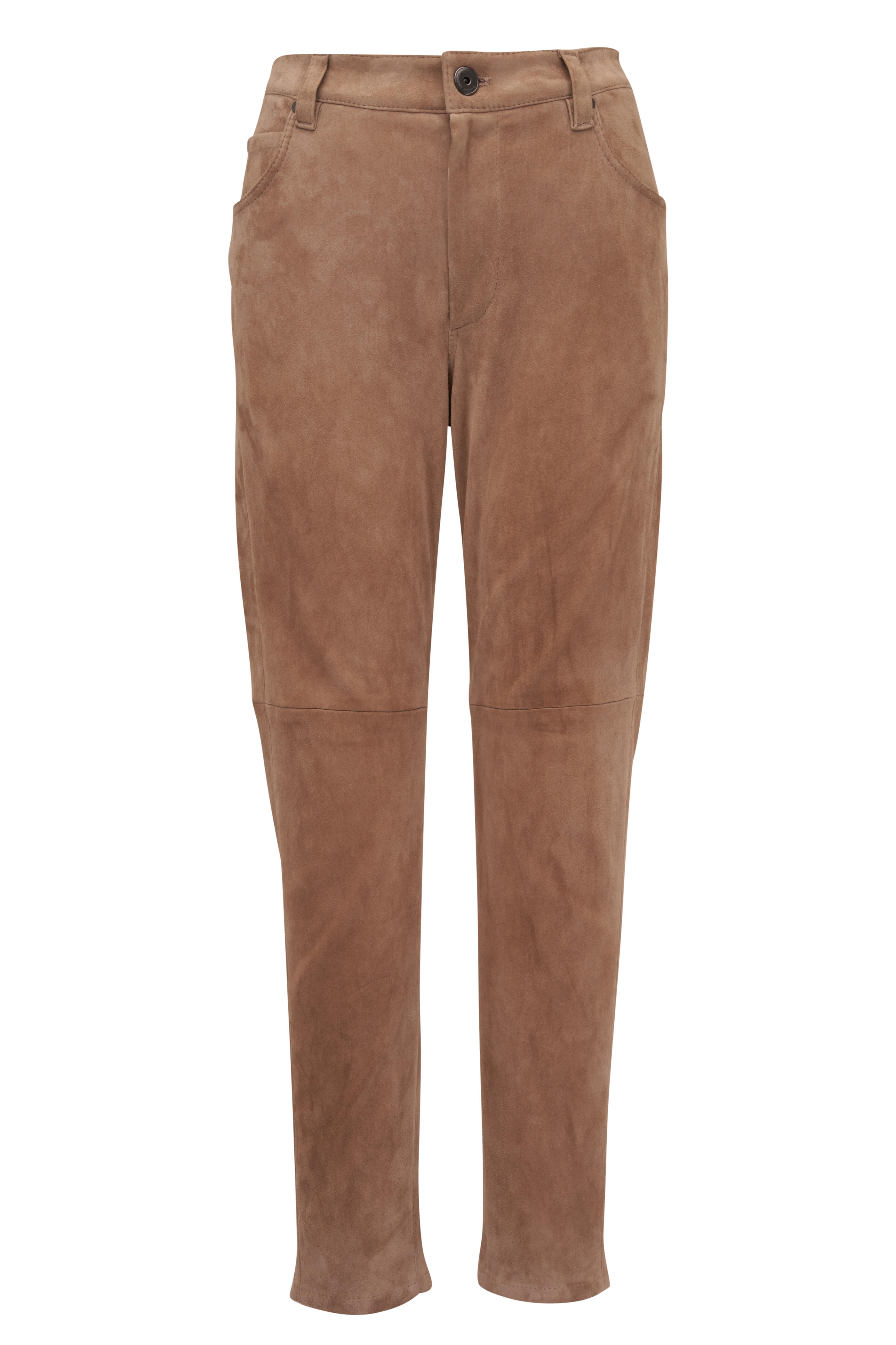Brunello Cucinelli - Caramel Suede Cropped Skinny Pant