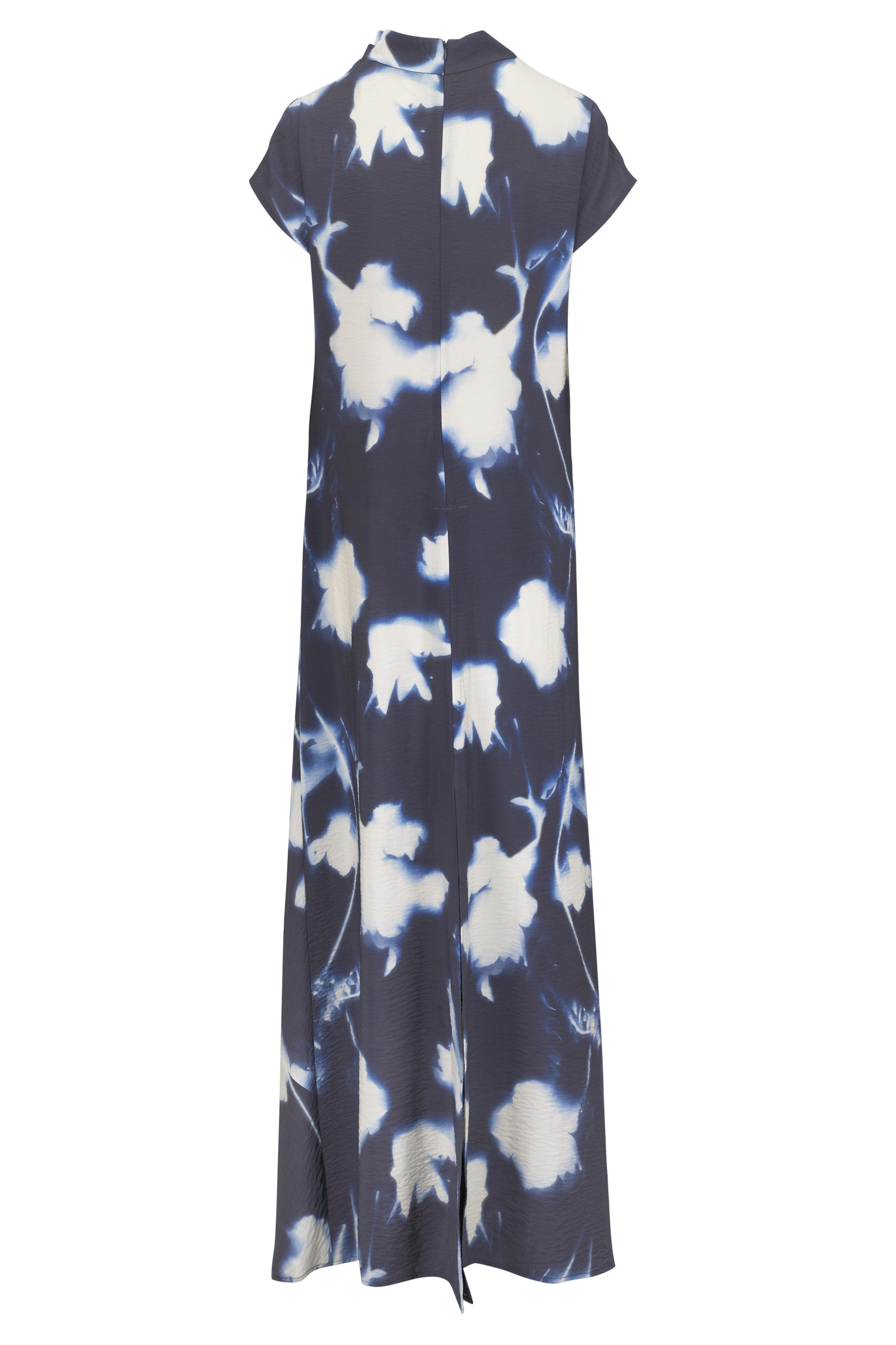 Lela Rose - Navy Abstract Floral Crepe Draped Gown