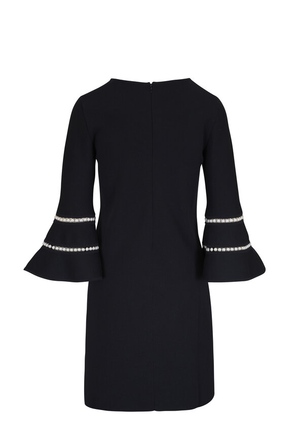 Carolina Herrera - Black Embellished Ruffle Sleeve Mini Dress