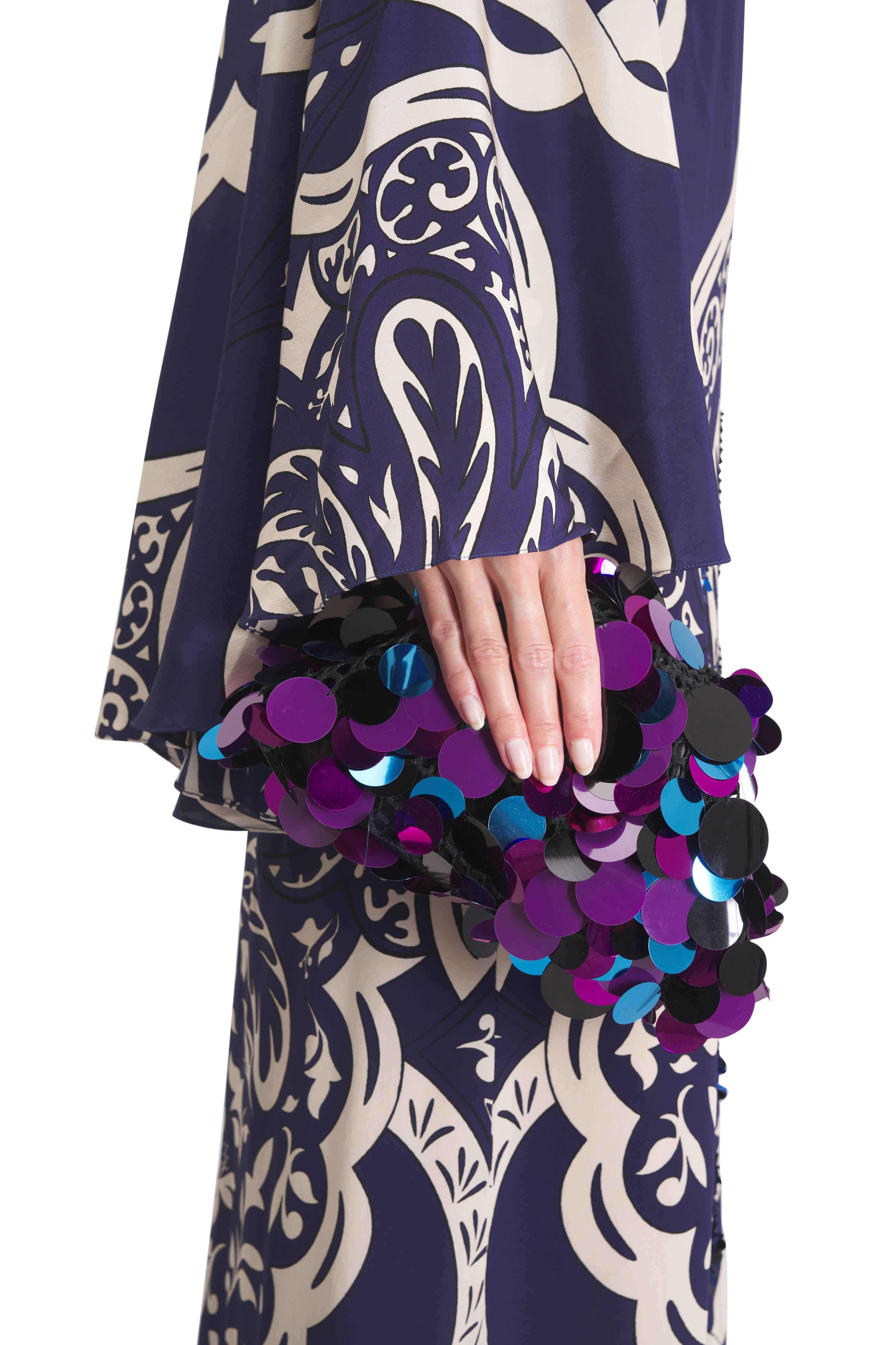 Maria La Rosa - Carnival Mini Game Violet Maxi Sequin Clutch