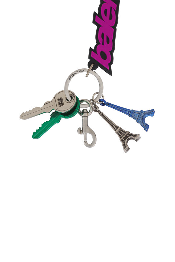 Balenciaga Pink & Black Biker Charm Keychain - view 2