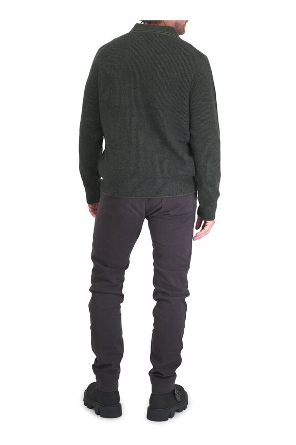 Vince Dark Green Cotton Double Layer Long Sleeve T-Shirt - view 3