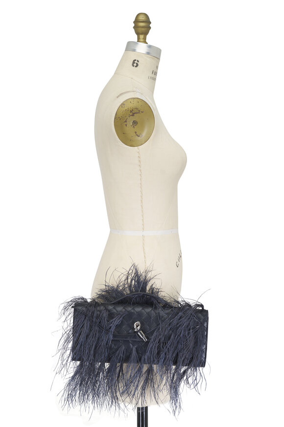 Bottega Veneta Andiamo Midnight Leather & Feather Clutch - view 6