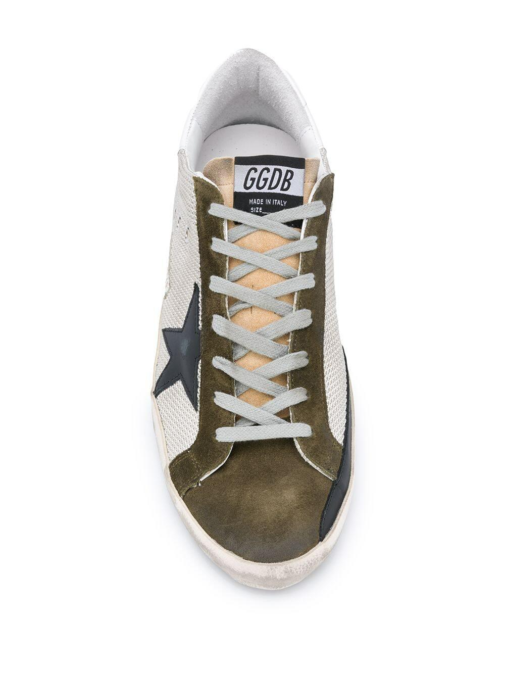 Golden Goose - Men's Superstar Silver Mesh & Green Suede Sneaker