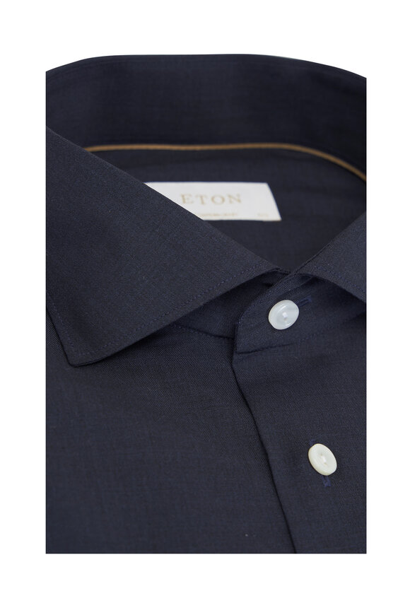 Eton - Solid Navy Wool Dress Shirt