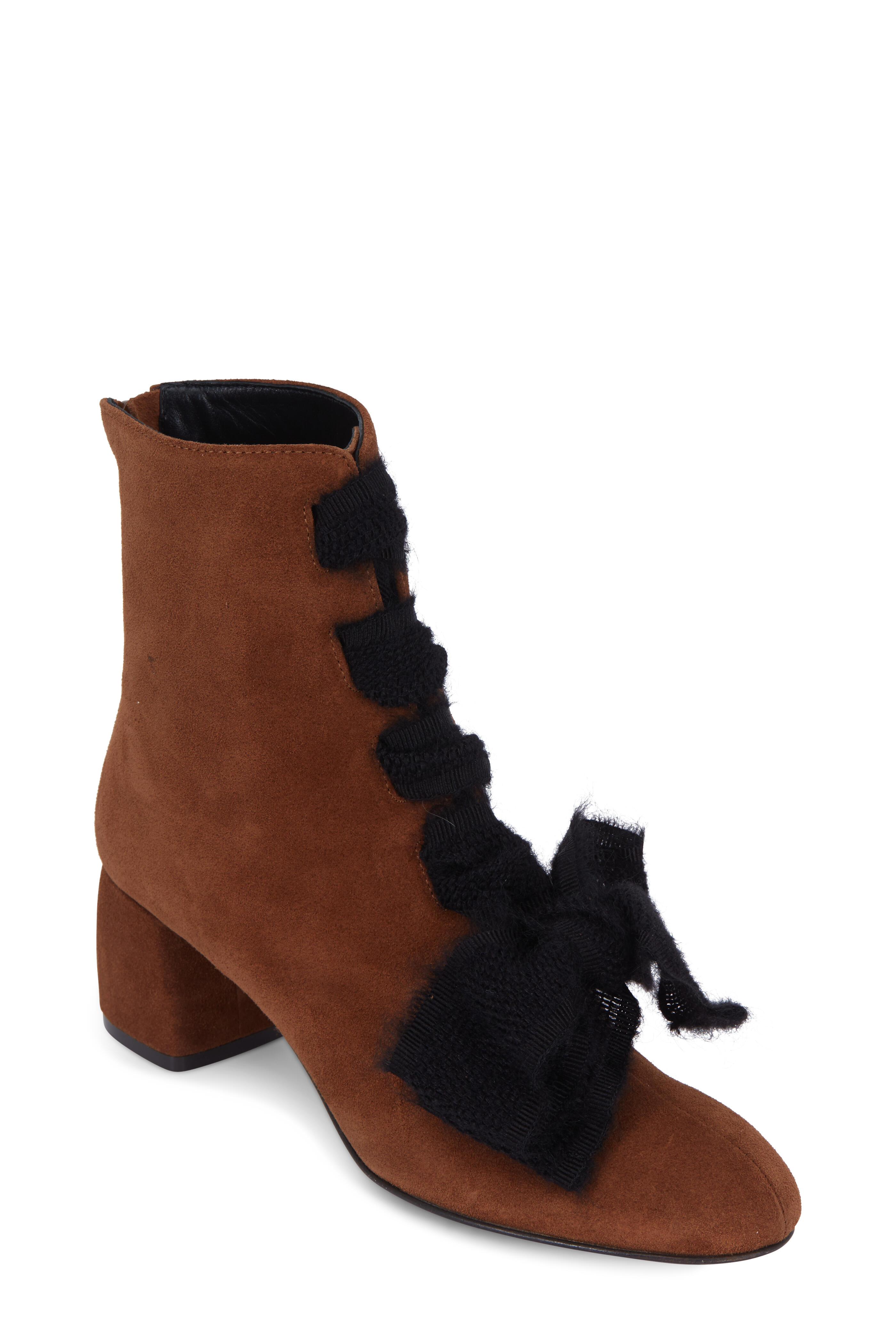 AGL - Cognac Suede Lace-Up Front Ankle Boot, 50mm