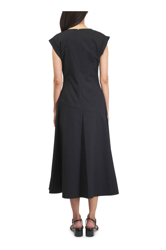 Veronica Beard Lisette Black Cotton Poplin Midi Dress - view 4
